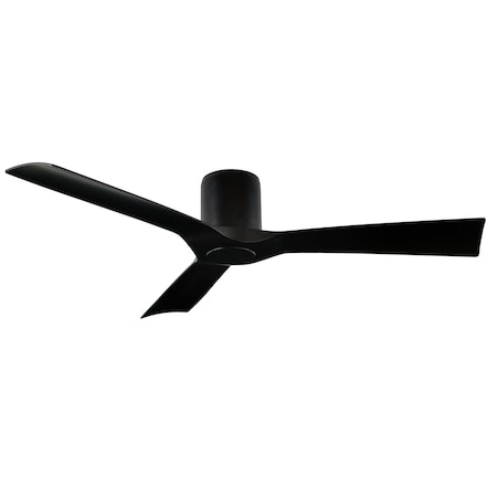 3-Blade Smart Flush Mount Ceiling Fan 54 Matte Black W/Remote Control (Light Kit Sold Separately)